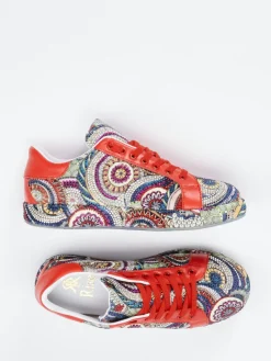 – Low-Top Sneaker aus Textil und Glattleder rot*Rise Clearance