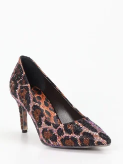 Damen Rise – Pumps aus Textil mit Leoprint-Strassbesatz