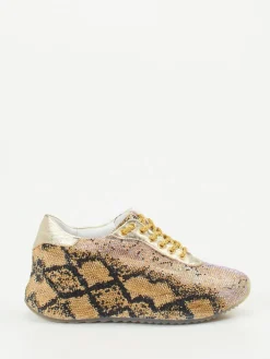 Damen Rise – Sneaker aus Metallicleder mit Strass in Gold