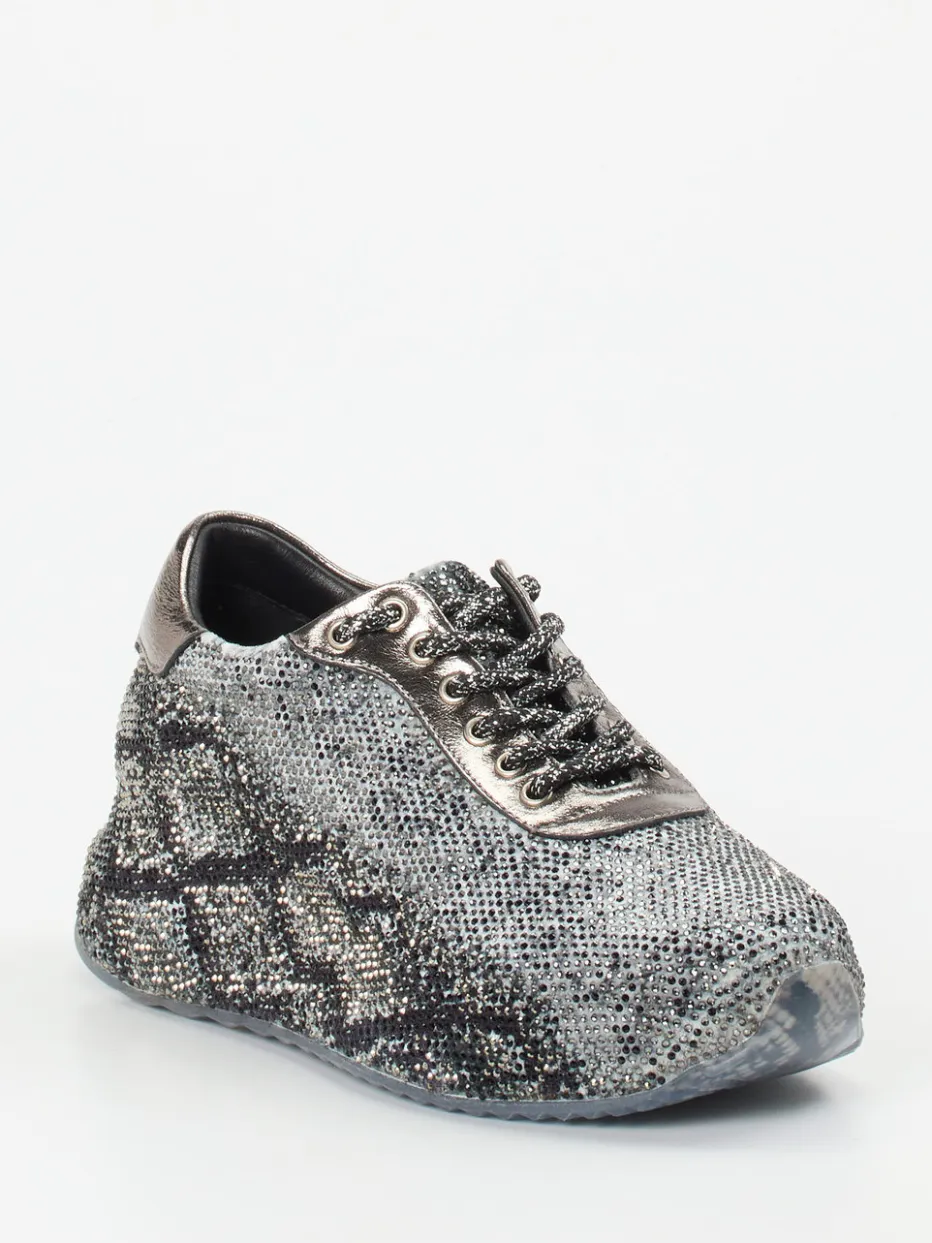 – Sneaker aus Metallic-Textil in grau*Rise Hot