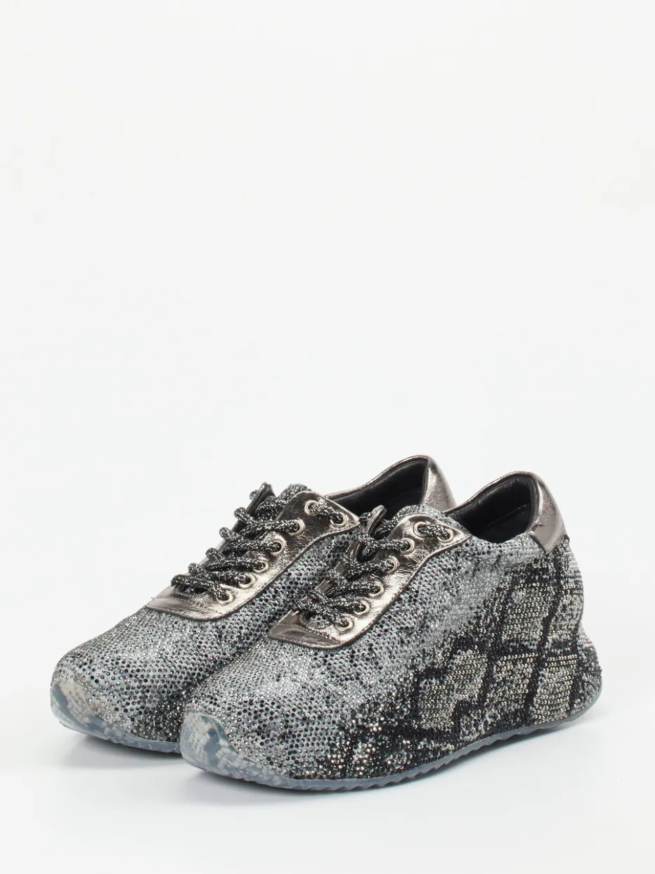 – Sneaker aus Metallic-Textil in grau*Rise Hot