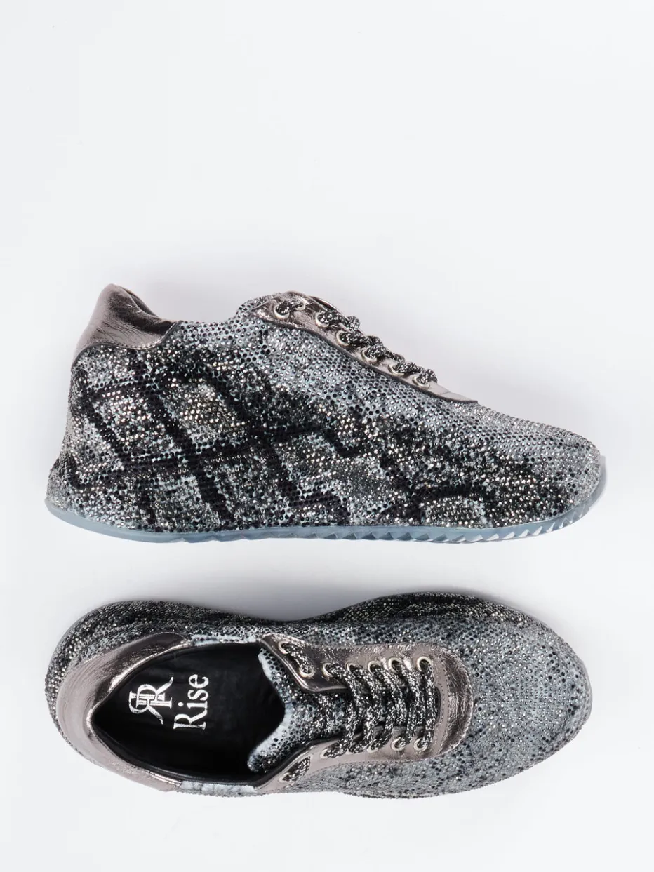 – Sneaker aus Metallic-Textil in grau*Rise Hot