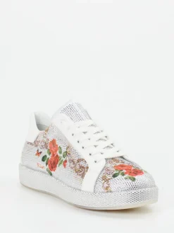 – Sneaker aus Metallicleder mit Strassdetails*Rise Outlet