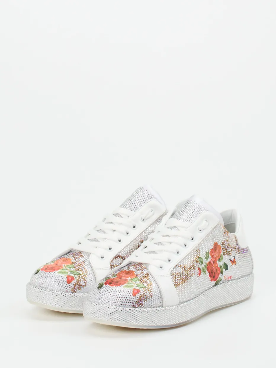 – Sneaker aus Metallicleder mit Strassdetails*Rise Outlet