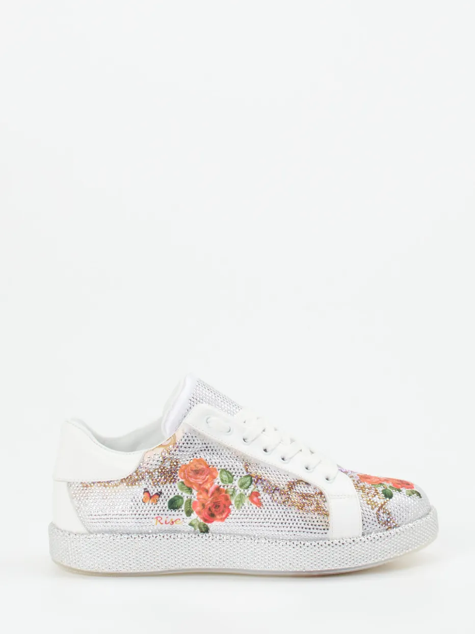 – Sneaker aus Metallicleder mit Strassdetails*Rise Outlet