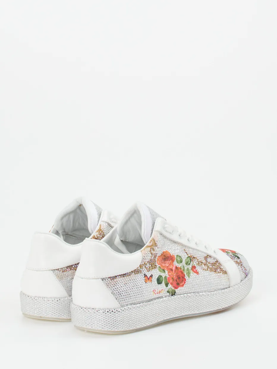 – Sneaker aus Metallicleder mit Strassdetails*Rise Outlet