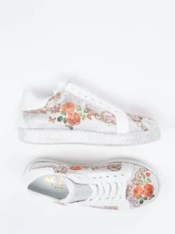 – Sneaker aus Metallicleder mit Strassdetails*Rise Outlet