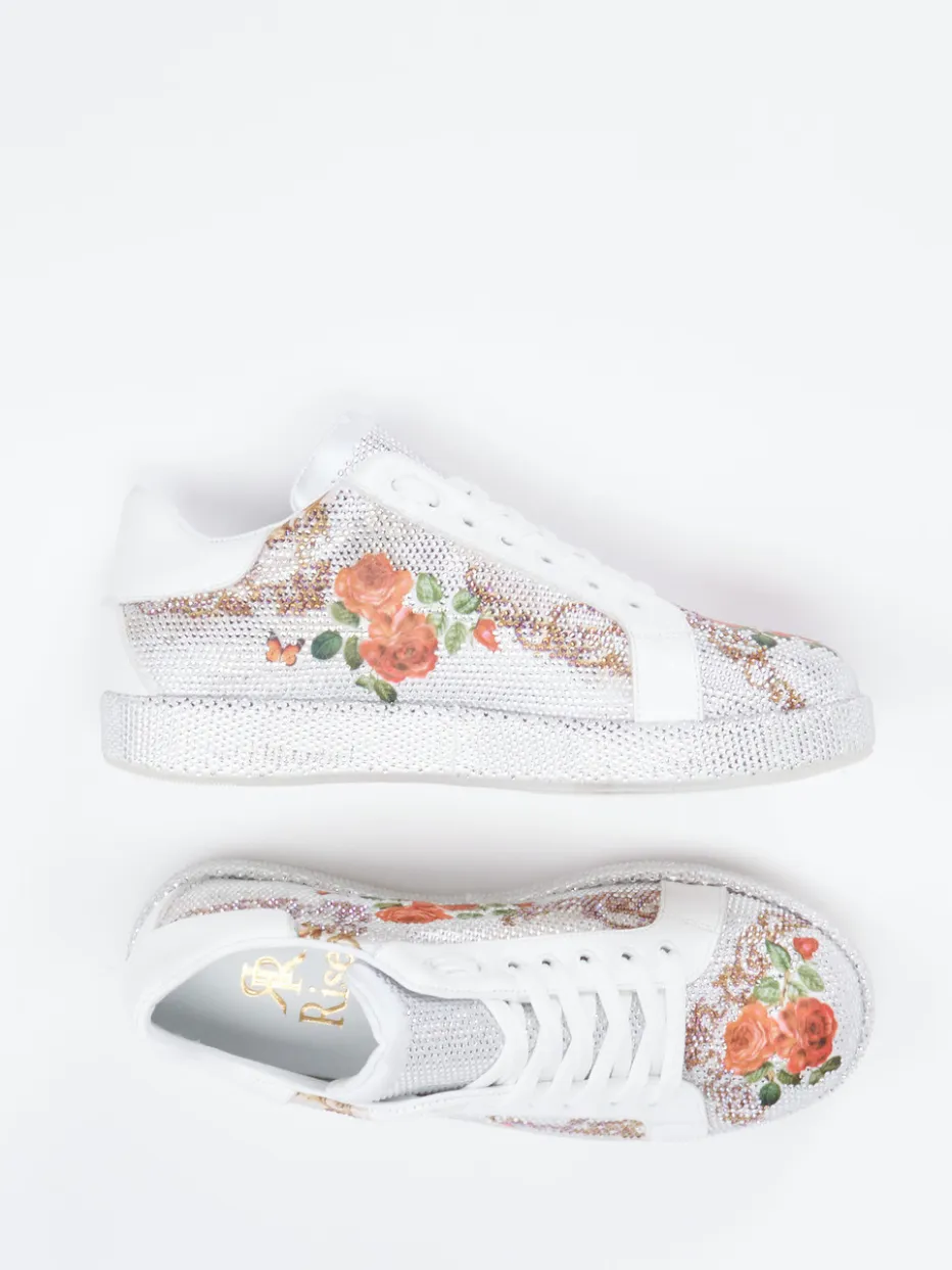 – Sneaker aus Metallicleder mit Strassdetails*Rise Outlet