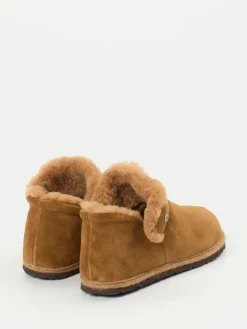 – Hausschuhe aus Veloursleder Cognac*Rohde Hot