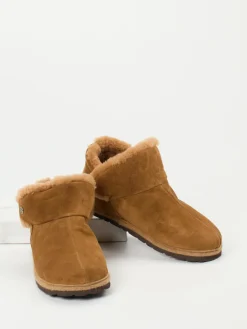 – Hausschuhe aus Veloursleder Cognac*Rohde Hot