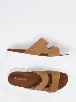 Damen Rohde – Komfort-Pantolette aus Nubukleder cognac