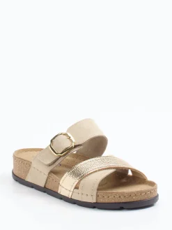 Damen Rohde – Komfort-Pantolette aus Veloursleder beige