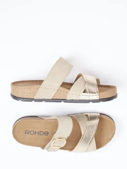 Damen Rohde – Komfort-Pantolette aus Veloursleder beige