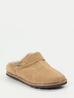 – Lammfell-Hausschuh aus Veloursleder sandbeige*Rohde Best