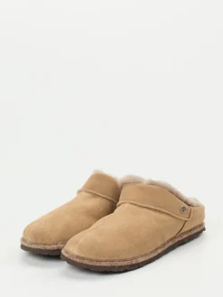 – Lammfell-Hausschuh aus Veloursleder sandbeige*Rohde Best