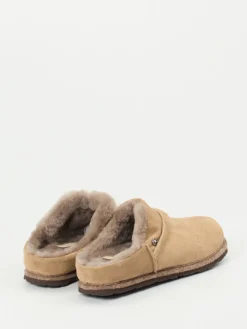 – Lammfell-Hausschuh aus Veloursleder sandbeige*Rohde Best
