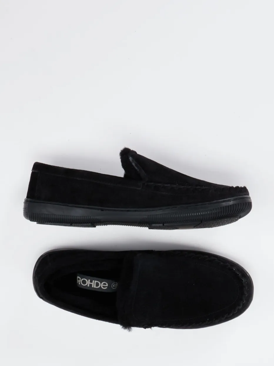 Herren Rohde – Mokassin-Hausschuh aus Veloursleder