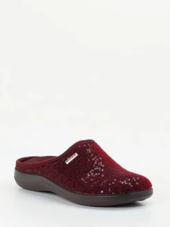 Damen Rohde – Pantoffel aus Textil mit Pailletten Bordeaux