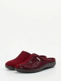 Damen Rohde – Pantoffel aus Textil mit Pailletten Bordeaux