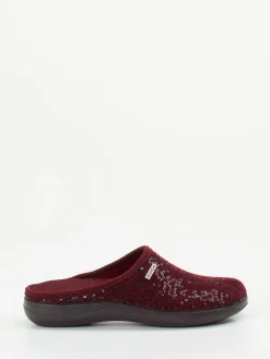 Damen Rohde – Pantoffel aus Textil mit Pailletten Bordeaux