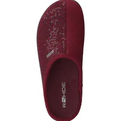 Damen Rohde – Pantoffel aus Textil mit Pailletten Bordeaux