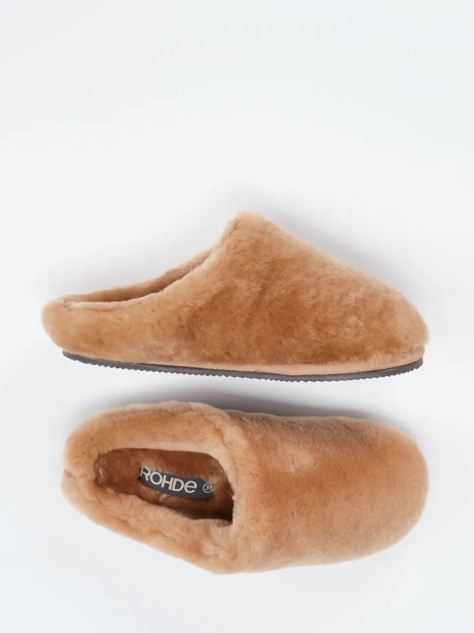 Damen Rohde – Pantoffeln aus Lammfell in Karamell