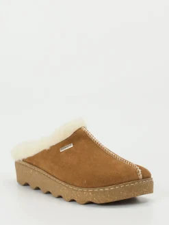 Damen Rohde – Pantoffeln aus Veloursleder cognac