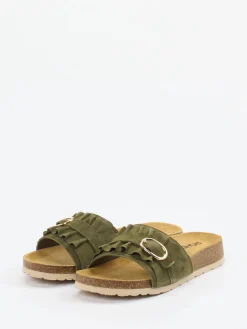 – Pantolette aus Veloursleder oliv*Rohde Outlet