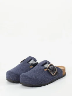 Damen Rohde – Pantoletten aus Filz mit Lackriemen