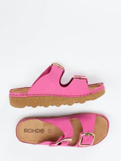 Damen Rohde – Pantoletten aus Nubukleder in Fuchsia