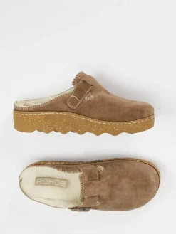 – Pantoletten aus Veloursleder sand*Rohde Best