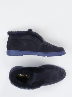 Damen Santoni – Hausschuh aus Veloursleder in Dunkel