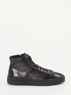 Herren Santoni – High-Top Sneaker aus Kalbleder Schwarz