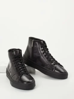 Herren Santoni – High-Top Sneaker aus Kalbleder Schwarz