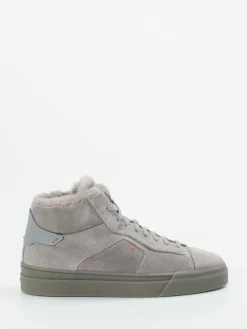 Damen Santoni – High-Top Sneaker aus Veloursleder stein