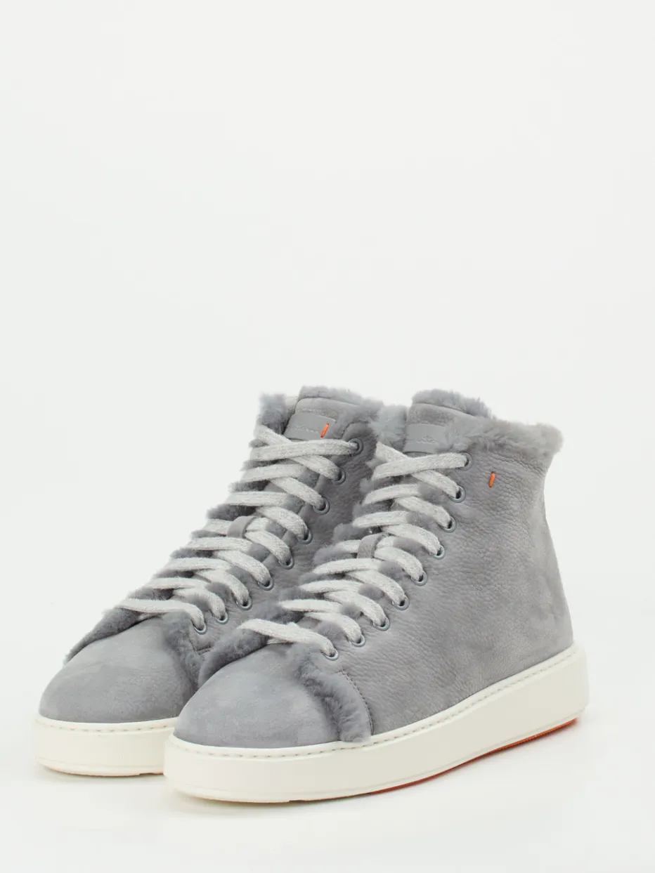 Damen Santoni – High-Top-Sneaker aus Nubukleder hell