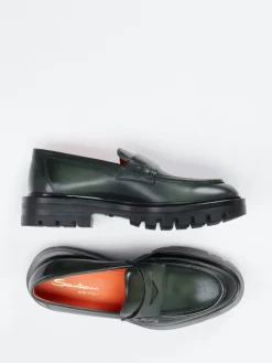 – Loafer aus Hochglanzleder Dunkel*Santoni Clearance