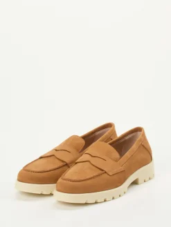 Damen Santoni – Loafer aus Kalbleder in Cognac