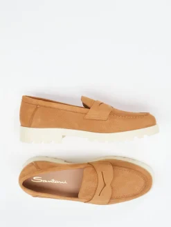 Damen Santoni – Loafer aus Kalbleder in Cognac