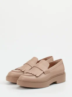 Damen Santoni – Loafer aus Lammleder in Rosébeige