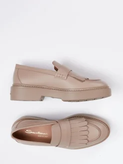 Damen Santoni – Loafer aus Lammleder in Rosébeige