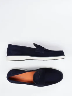 Herren Santoni – Loafer aus Veloursleder marine