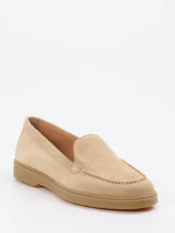 Damen Santoni – Loafer aus Veloursleder Beige