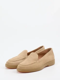 Damen Santoni – Loafer aus Veloursleder Beige