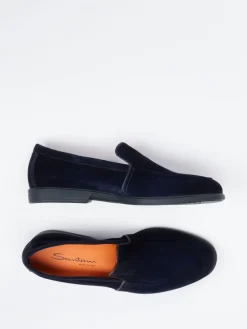 Herren Santoni – Loafer aus Veloursleder Dunkel