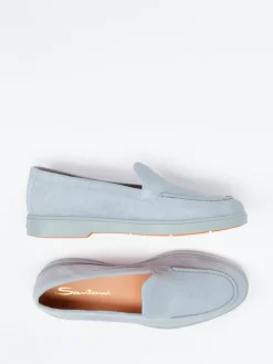 Damen Santoni – Loafer aus Veloursleder in Eis