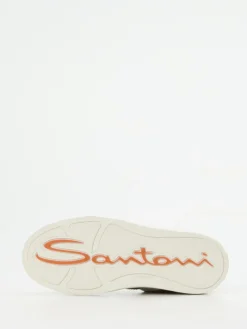 – Low-Top Sneaker aus Veloursleder Sandbeige*Santoni Hot
