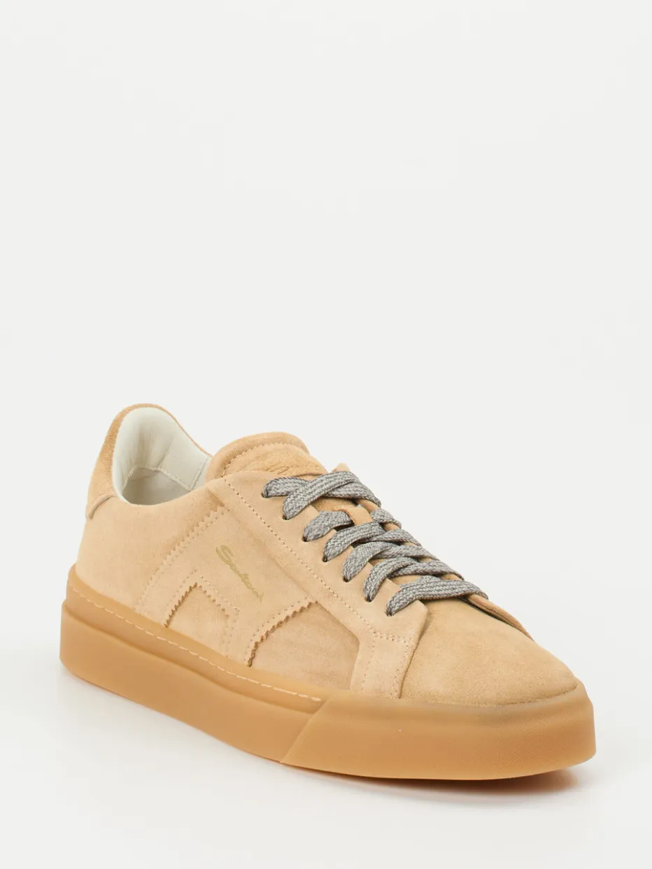 Damen Santoni – Low-Top Sneaker aus Veloursleder sandbeige