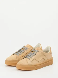 Damen Santoni – Low-Top Sneaker aus Veloursleder sandbeige