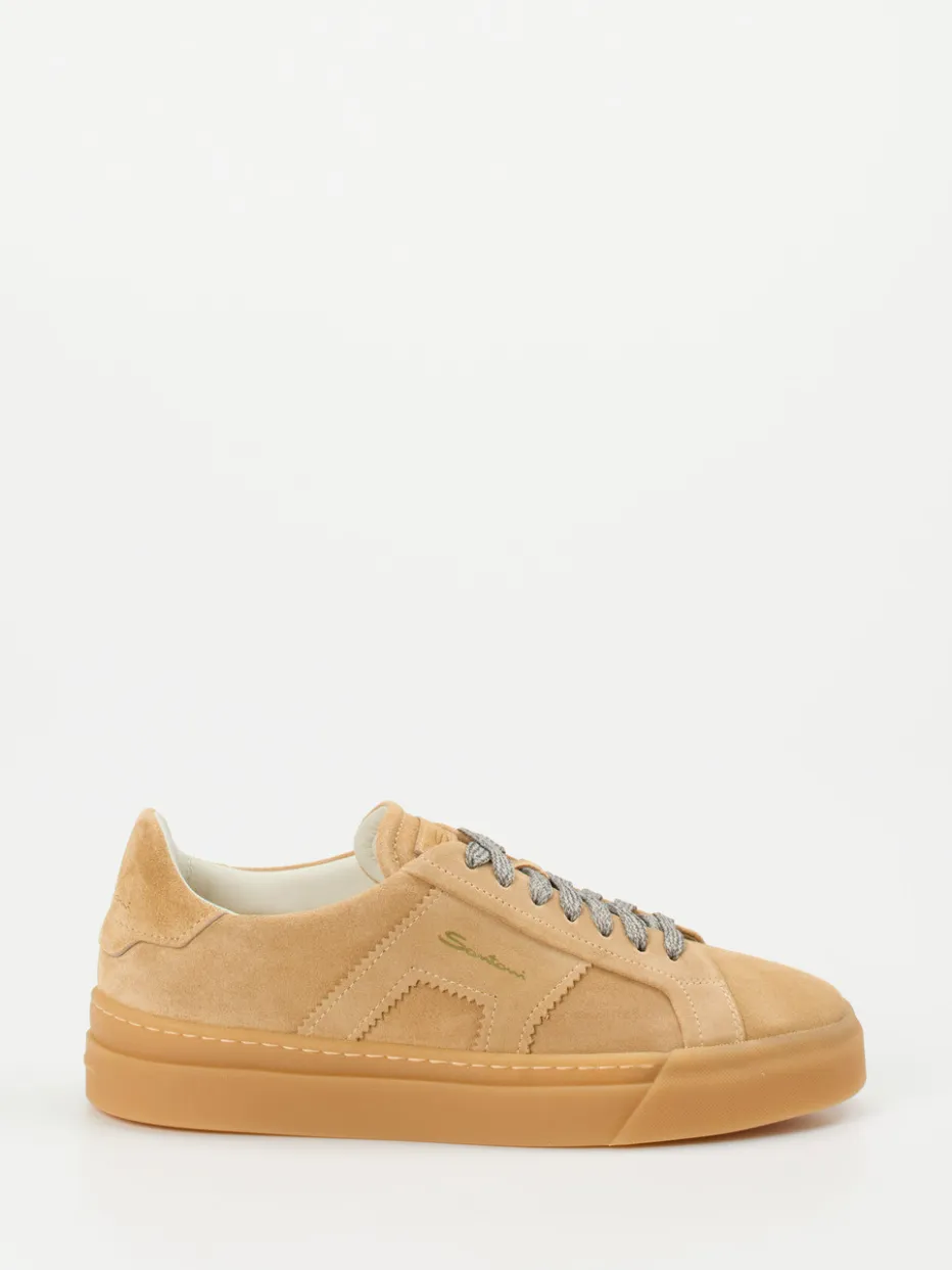 Damen Santoni – Low-Top Sneaker aus Veloursleder sandbeige